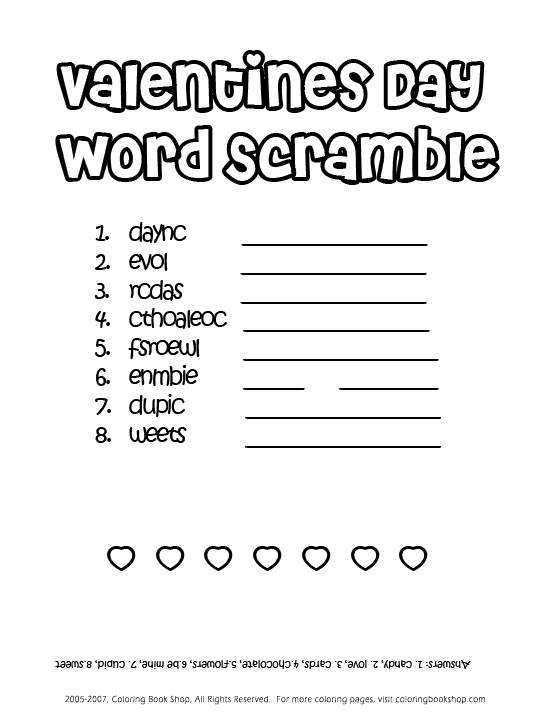 vday word scramble